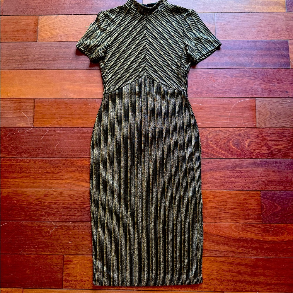 ASOS Black and Gold Modern Pattern Stretchy Dress | Great for New Years!